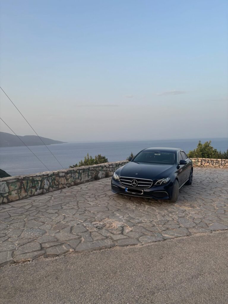 Petroutsos Transfers car at Antisamos Beach, Kefalonia - Reliable transport service for tours and transfers.